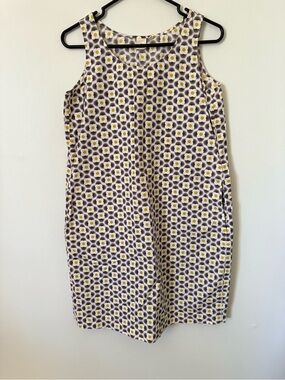 Orla Kiely Sleeveless Floral Shift Dress in White and Yellow